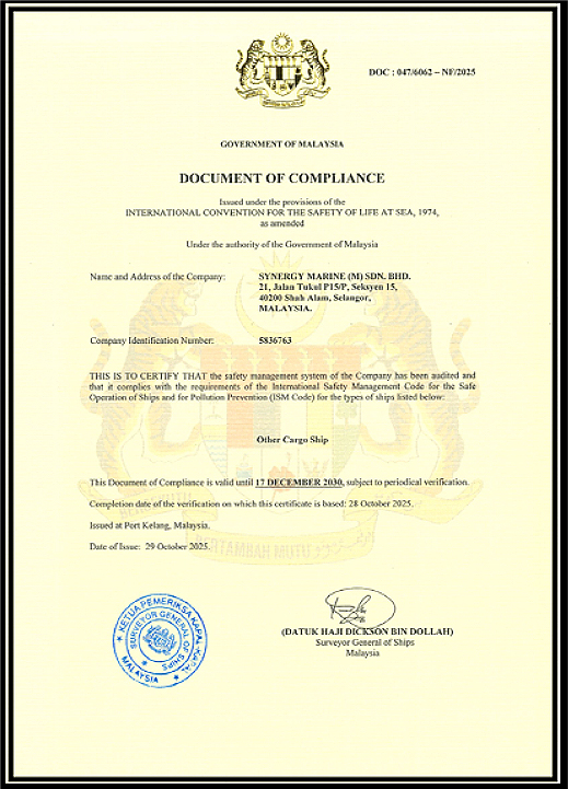 Document of Compliance